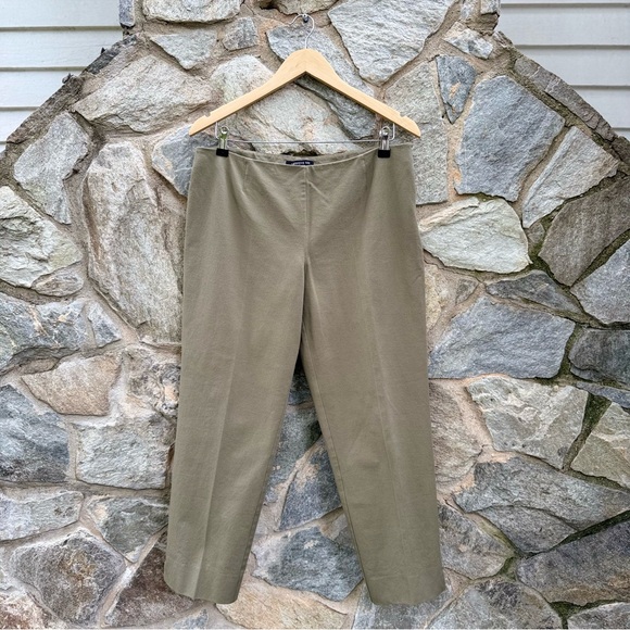 Lafayette 148 Cropped Bleeker Olive Green Canvas Pants - Picture 1 of 6